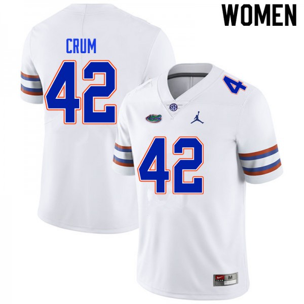 Women #42 Quaylin Crum Florida Gators College Football Jerseys White